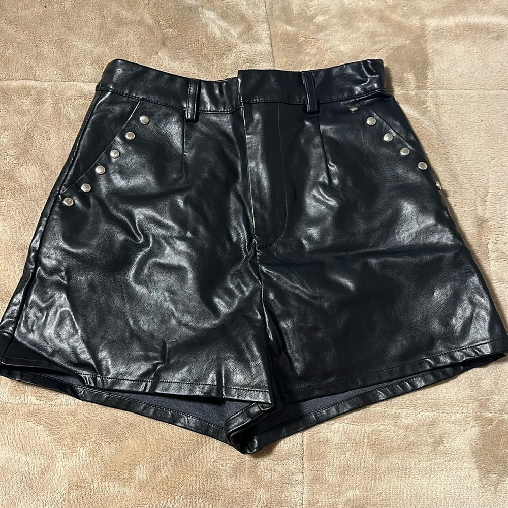 Faux leather shorts